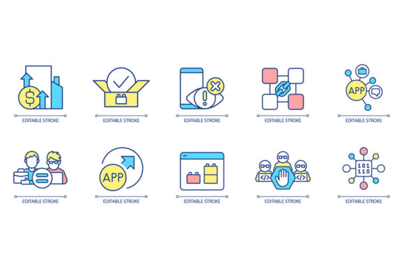 App Network RGB Color Icon Set for Graphics and Icons