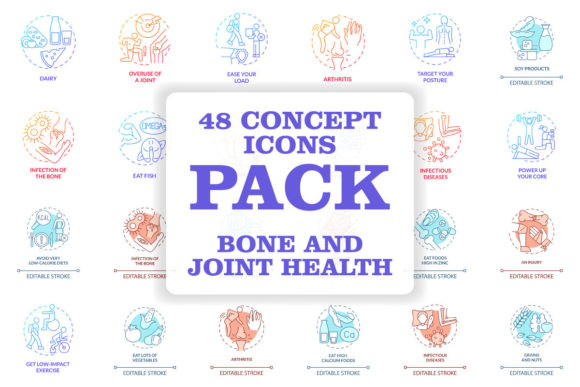 Bone and Joint Health Concept Icons for Branding