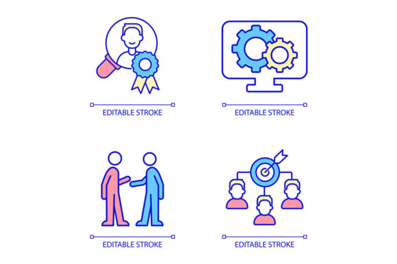 Business and HR RGB Color Icon Set for Crafting and Design