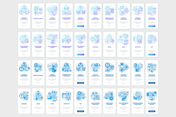 Business Development Mobile App Screens Graphic Templates