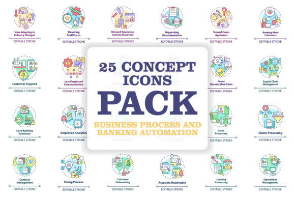 Business Process and Banking Icons Set for Crafting