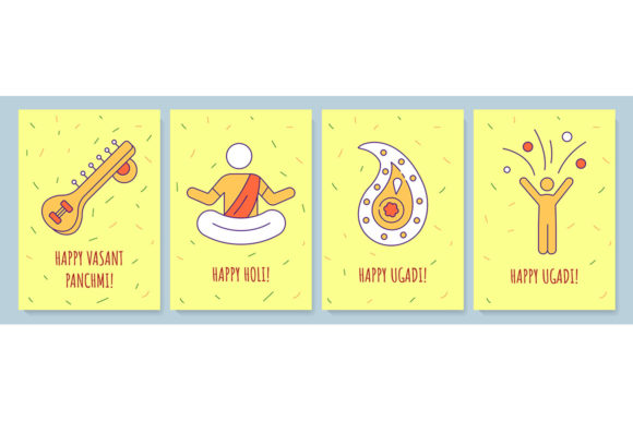 Celebrating Indian Holidays Cards Set - Graphic Templates for Digital Sellers