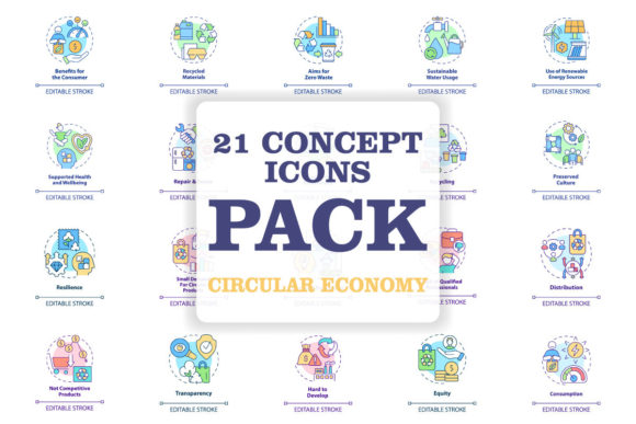 Circular Economy Concept Icons Bundle for Crafting and Design