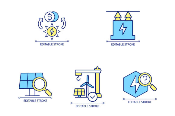 Clean Energy Generating RGB Color Icons for Local Business Graphics