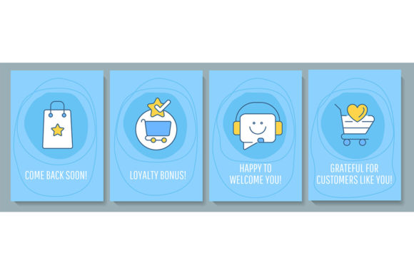Customer Greeting Card with Color Icons - Graphic Templates for Branding