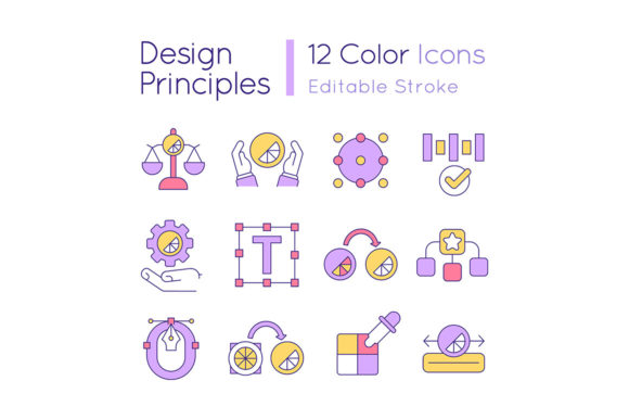 Design Principles RGB Color Icons Set for Branding and Marketing