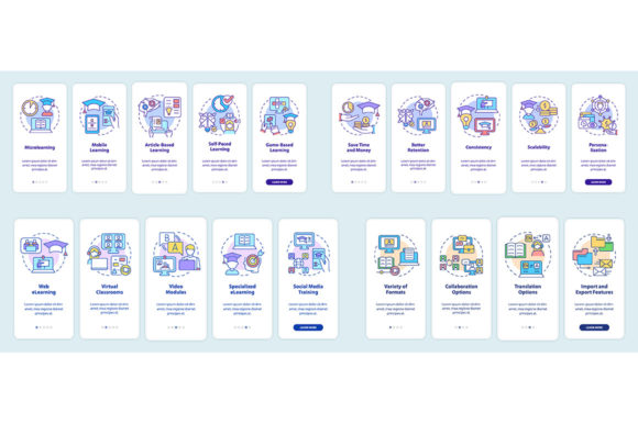 Electronic Learning Mobile App Screens - Graphic Templates for Creative Projects
