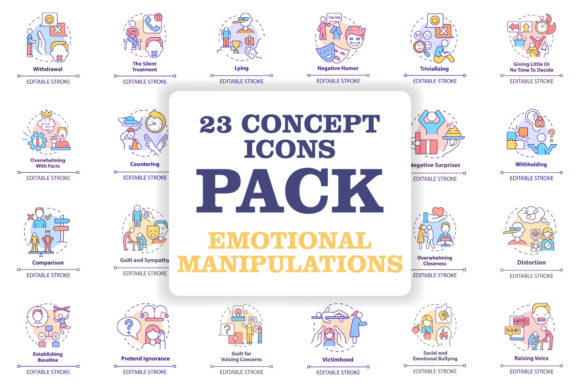 Emotional Manipulations Concept Icons for Creative Projects