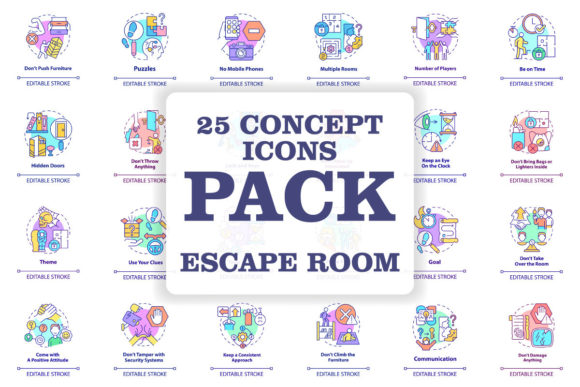 Escape Room Concept Icons Bundle for Graphics and Icons