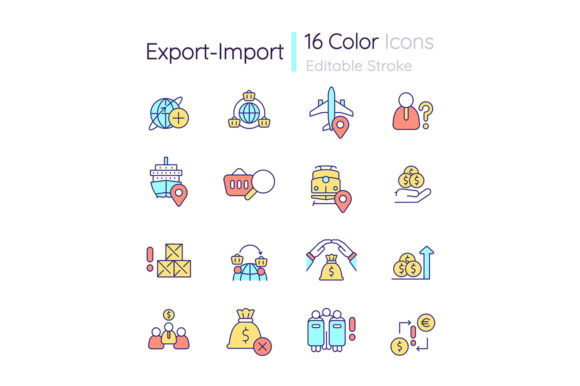 Export and Import Business Color Icons for Crafting