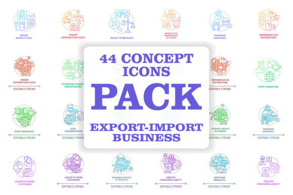 Export and Import Business Concept Icons Review
