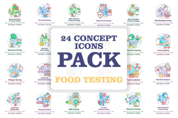 Food Testing Concept Icons Bundle for Crafting and Design