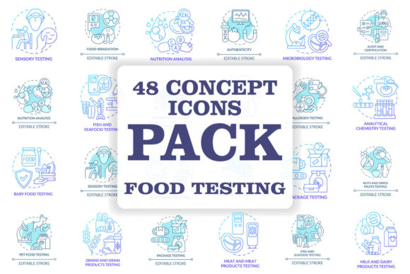 Food Testing Turquoise Concept Icons Set Review