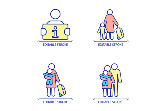 Helping Refugees RGB Color Icon Set for Graphics and Icons