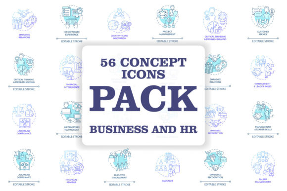 HR and Business Management Concept Icons for Crafting