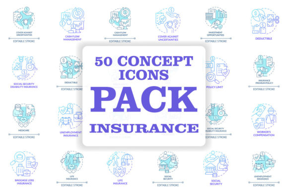 Insurance Concept Icons Bundle for Modern Branding