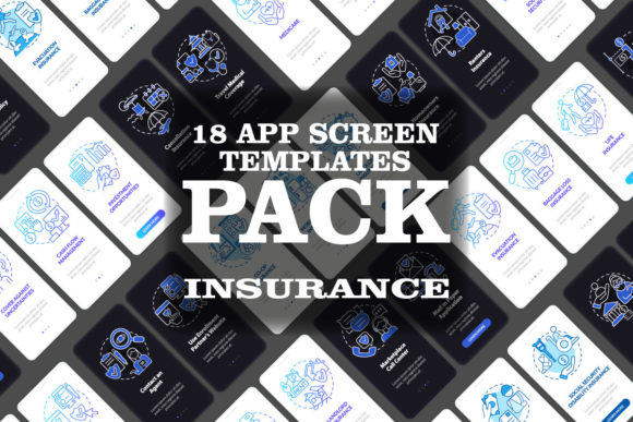 Insurance Onboarding Mobile App Screens - Modern Graphic Templates