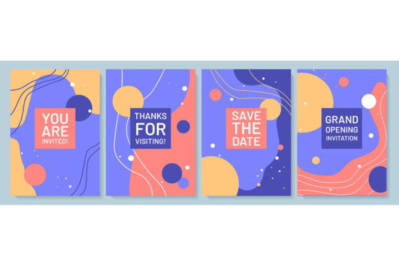 Inviting to Occasions Postcard Set for Graphic Templates