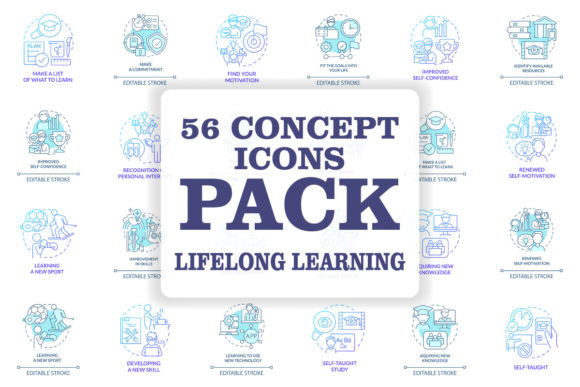 Lifelong Learning Concept Icons Set Review