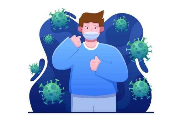 Man Demonstrates to Wear a Face Mask – Graphic Design Review