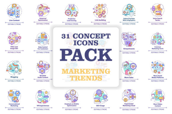 Marketing Trends Icons for Embroidery Projects