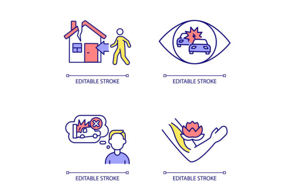 PTSD Complex RGB Color Icon Set for Branding and Graphics