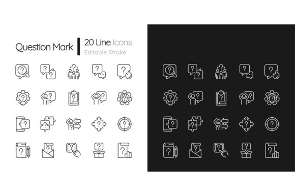 Question Mark Linear Icons Set for Modern Branding
