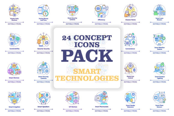 Smart Technologies Concept Icons Bundle for Modern Web Design