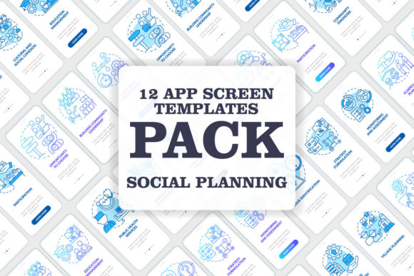 Social Planning Mobile App Screen Bundle for Graphic Templates