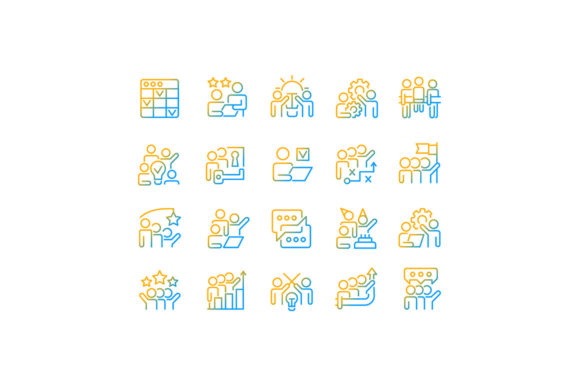 Teamwork Gradient Linear Vector Icons for Crafting Projects