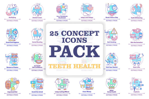 Teeth Health Concept Icons Bundle for Digital Product Creators