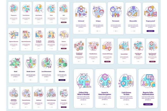 Usage of Biometric Technology App Set Graphic Templates
