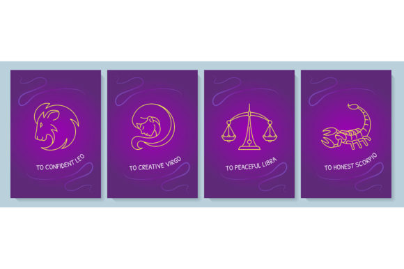 Zodiac Signs Postcard with Icons - Graphic Templates for Creative Projects