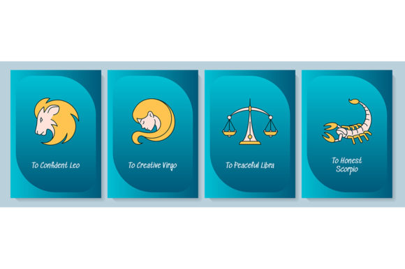 Zodiac Symbols Greeting Card with Icons - Graphic Templates for Local Brands